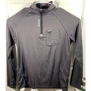 Reebok Medium (M) Grey Long Sleeve Thumb Holes 1/4 Zip Chest Pocket Reflective